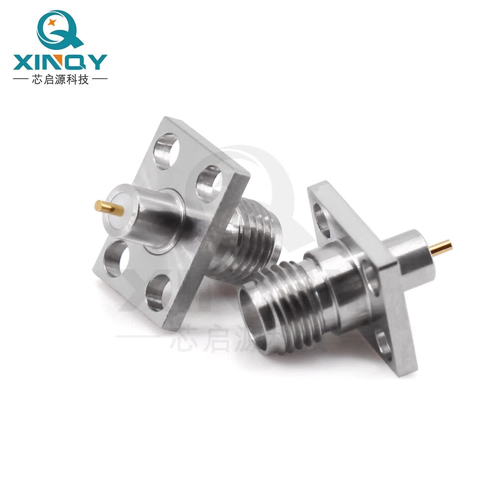 XINQY 27GHz Coaxial Connector SMA-KFD Four-Hole Flange Metal Through-Wall Chassis Mounting Adapter SAFM0202F03-M (0.38mm pins) / 2 pieces