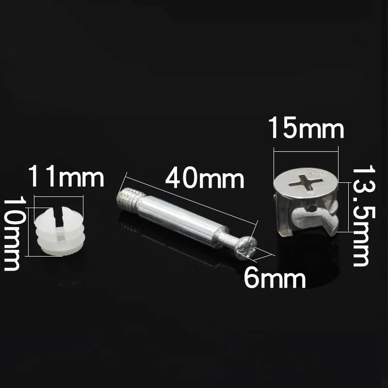 3-in-1 Wood Screw Connector Set, 20pcs M2x8 Carbon Steel