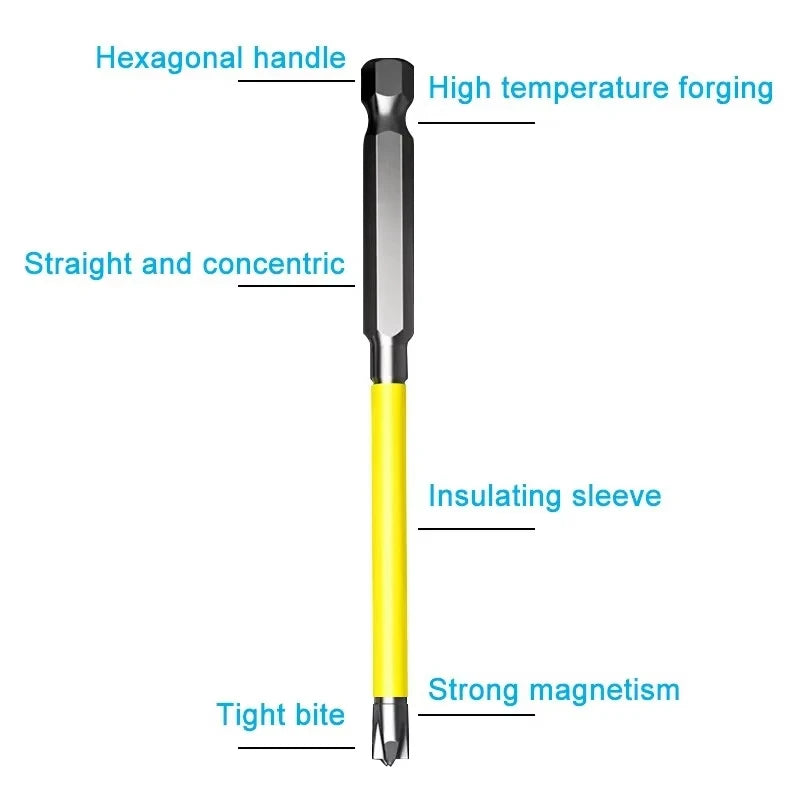 10pc Electrician Specific Hexagonal Handle Anti Slip Screwdriver 65-110mm Cross Shaped Magnetic Coil Disassembly Tool Set