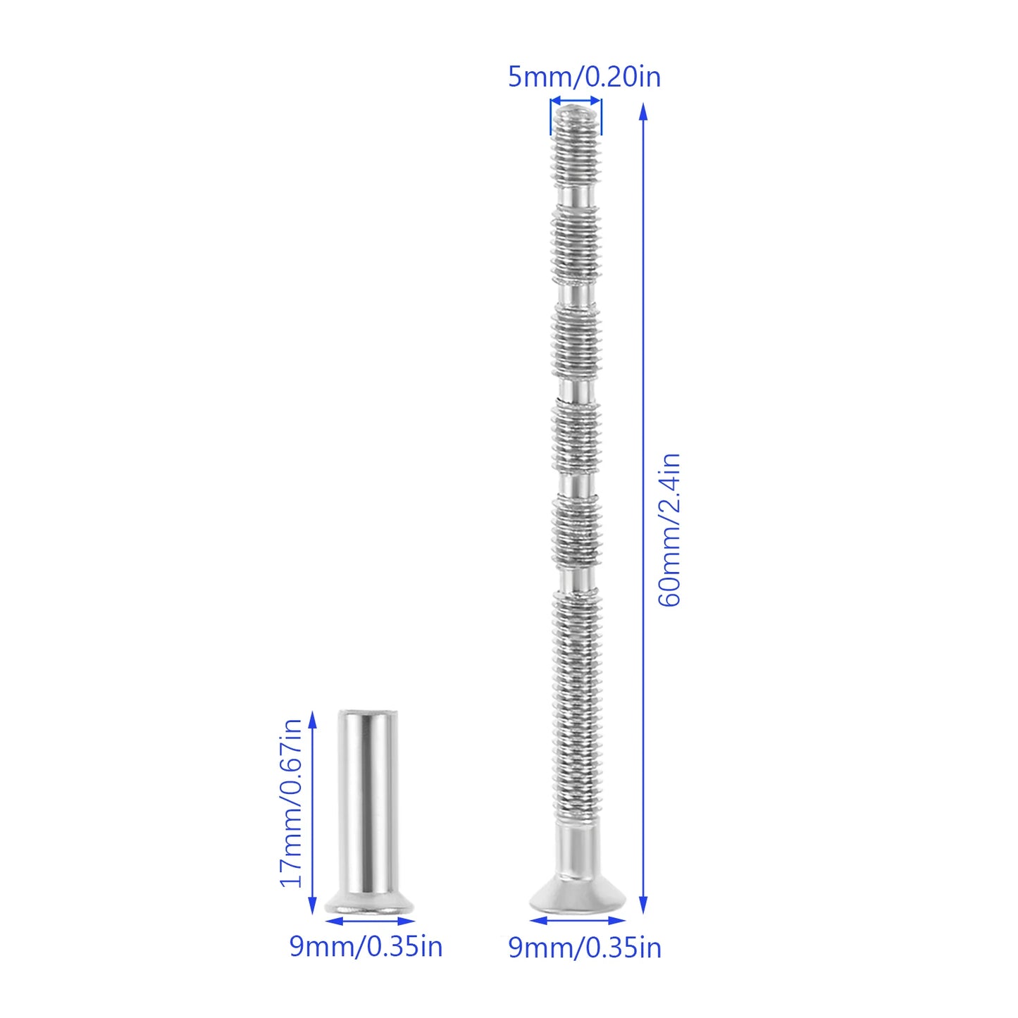 10 Sets 5mm Lock Rounded Head Iron Screw Door Handle Lever Bolt Connector Fixing Cutting Slot Hinge Screw for Door Lock Fixing