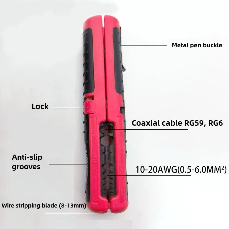 Multifunctional Cable Wire Stripper Cutter Pliers Hand Tool Hardware Tool Portable Anti-skid Handle Strip Pen Clip