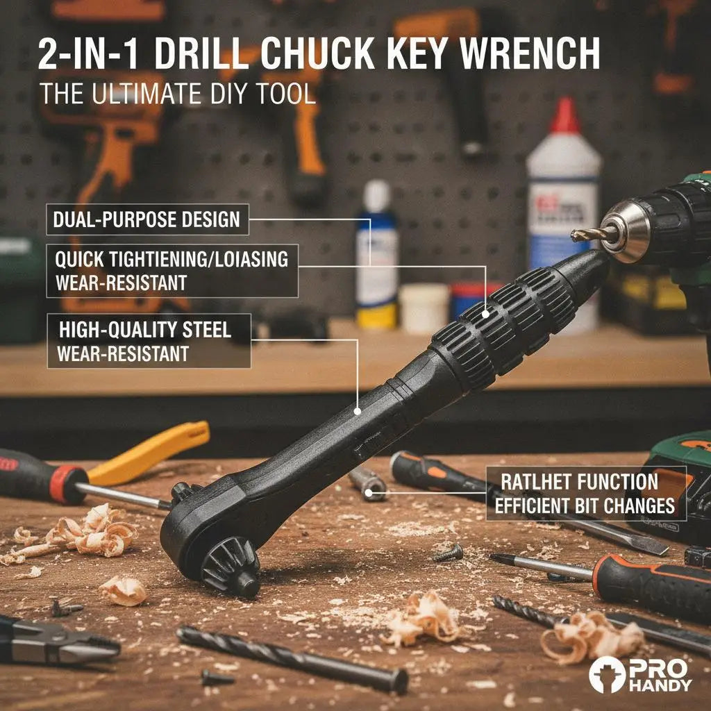 2 in 1 Drill Chuck Key Wrench Dual Head Ratchet Spanner Universal Clamping Tool 12 7mm 17 5mm for Drill Press Hand Electric Drill Machine Lathe Tooling Chucks Replacement Hardware Hand Tools Premium Quality Steel Construction