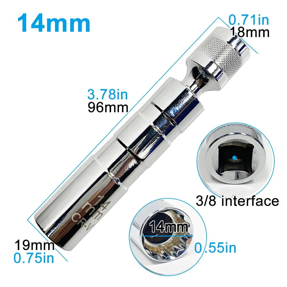 Universal Magnetic Spark Plug Sleeve Thin-walled Universal Joint 14/16mm Automotive Repair Spark Plug Disassembly Tool