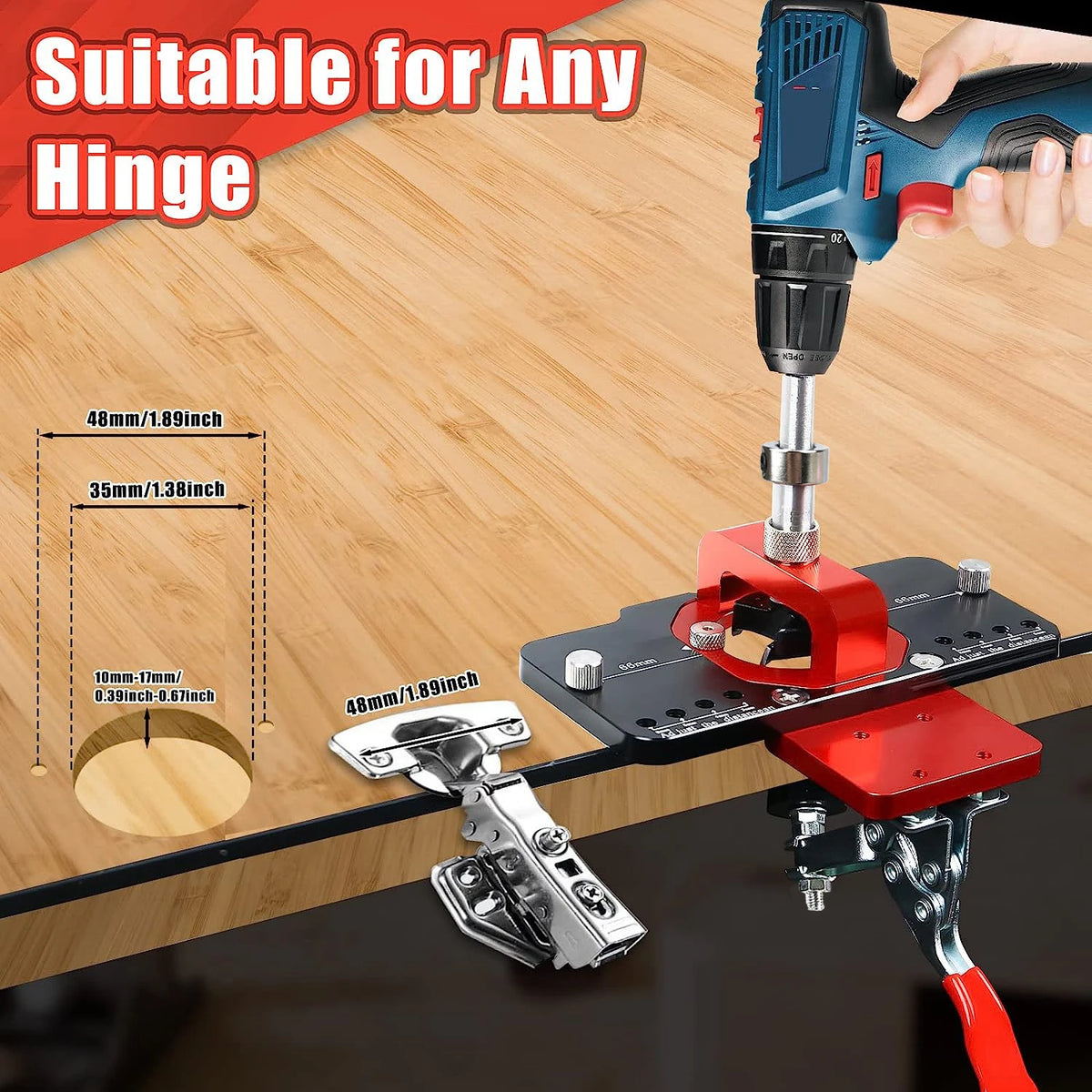 35mm Concealed Door Hinge Jig Accurate Locking Cabinet Hinge Jig Pocket Hole Jig Adjustable Quick Punch Cabinet Hardware Jig
