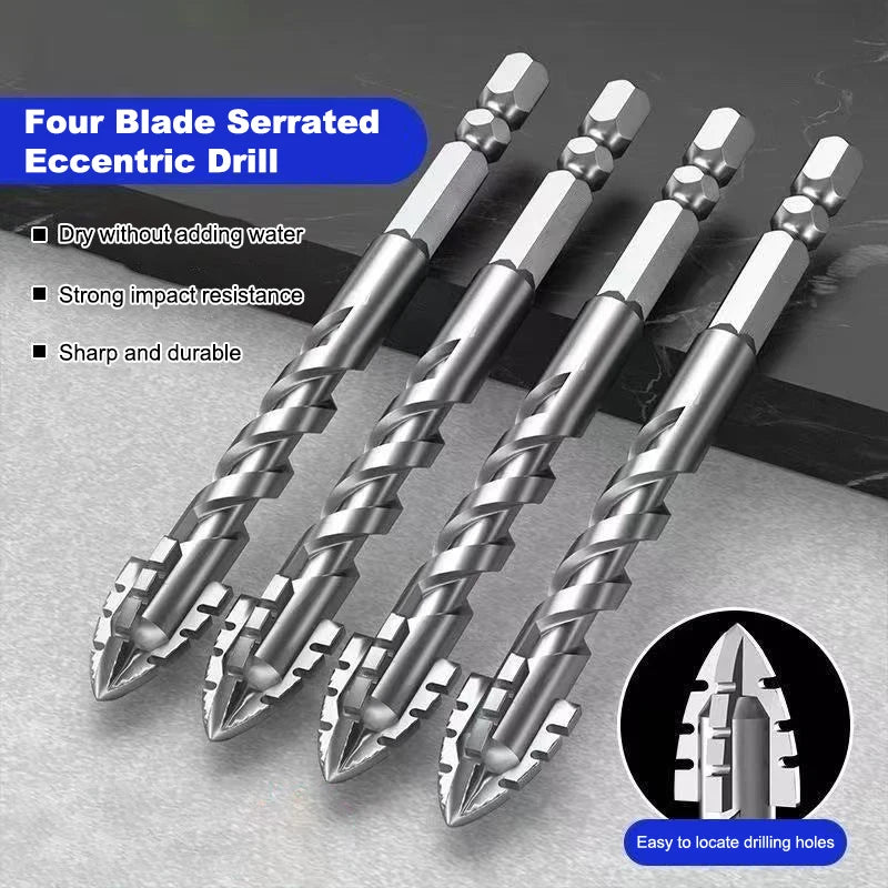 1/7pcs Tungsten Steel Serrated Drill Bit Set for Ceramic Plastic Tile Glass Concrete Durable Cutting Tools for Home Improvement
