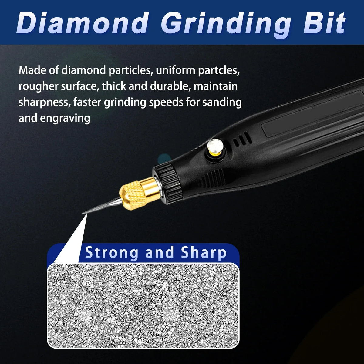 30PCS Diamond Burrs Set 3mm Shank Rotary Tool Bits for Dremel Grinding Engraving Drill Bits Kit for Glass Stone Ceramic Metal