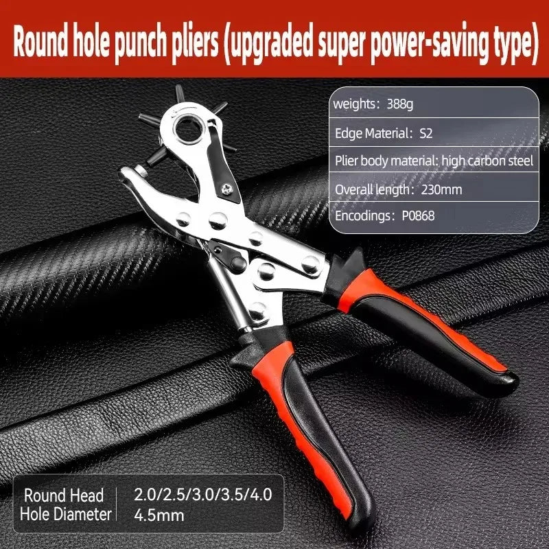 Leather Hole Punch Pliers Carbon Steel Multifunctional Belt Watch Strap Eyelet Puncher Handmade Craft Hardware Repair Tool