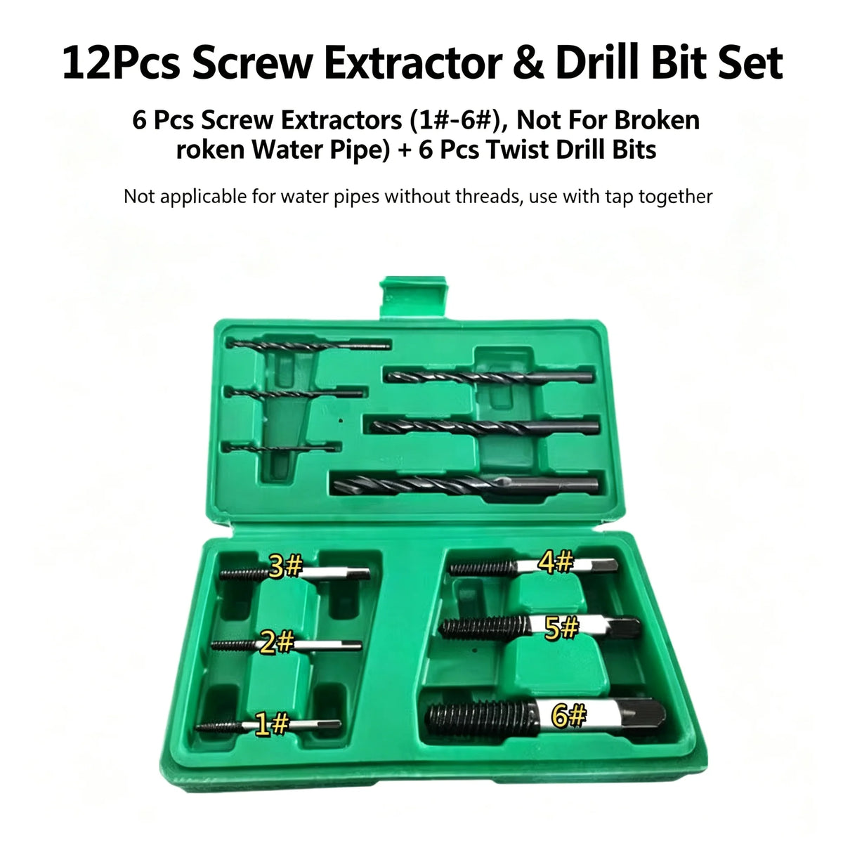 12Pcs Broken Screw Extractor Set With Twist Drill Bits Damaged Bolt Remover Tool Kit For Auto Repair Home DIY Hardware Tools Wit