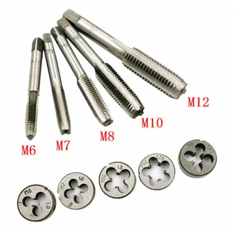 TINSOL Tap and Die Set Multifunction 12/20PcsM3-M12Metric Screw Thread Plugs Hand Screw Taps Straight Taper Tapping Thread Tools