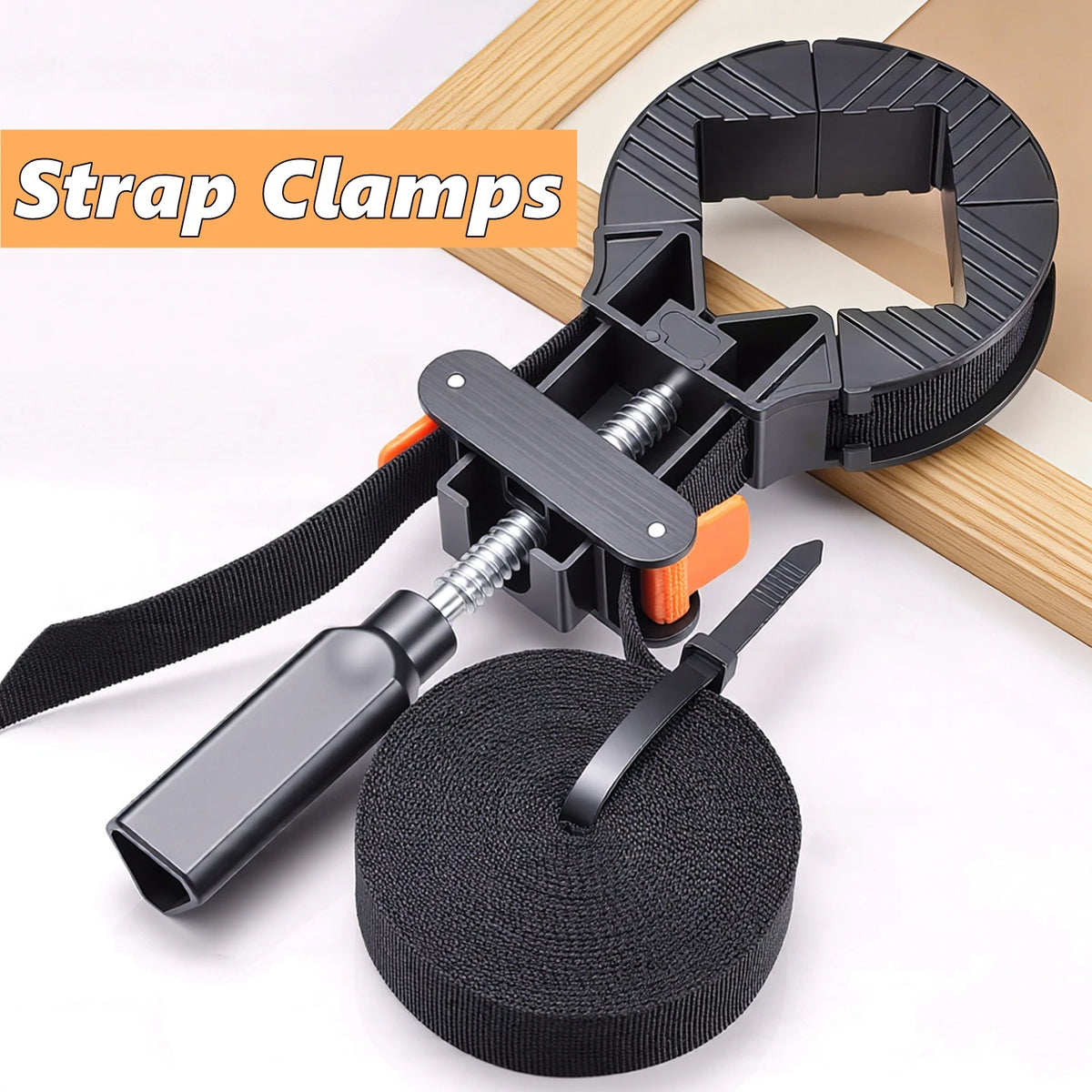 4M/6M 90 Degrees Right Angle Frame Clips Adjustable Corner Clamp Band Strap 4 Jaws Picture Frame Holder Woodworking Tools