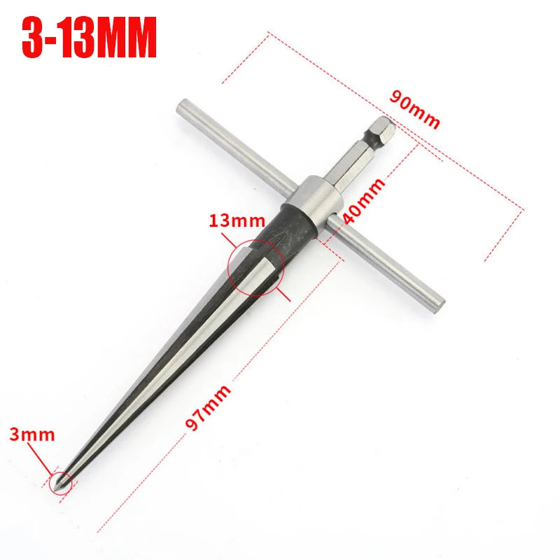 T Handle Tapered Tool Drill Bit Bridge Pin Hole Hand Held Reamer 6 Flute Chamfer Reaming Woodworker Cutting Tool Core 5-16mm