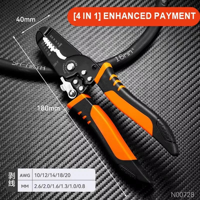 Multi-Functional Electrician Wire Stripper & Crimper Tool Wire Stripping Cutting Pliers For Peeling & Network Cabling