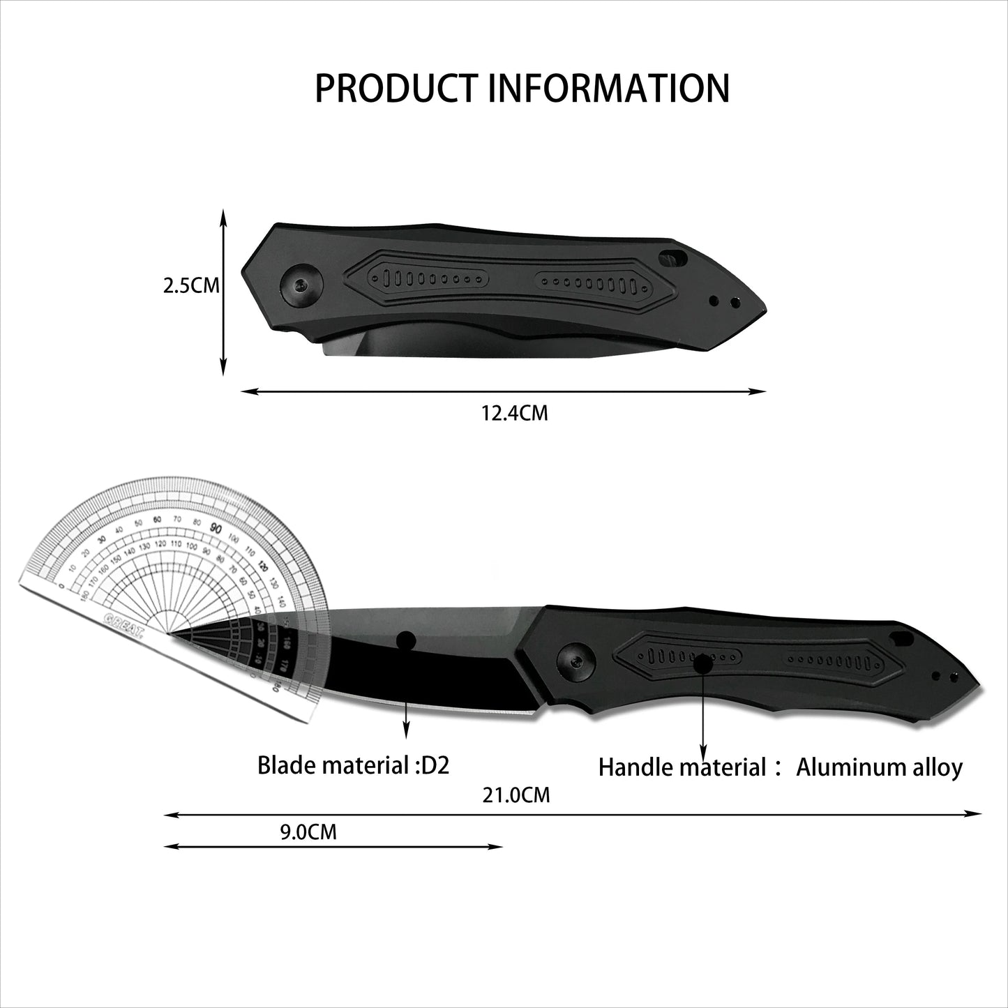High Hardness 7800 Folding Knife D2 Blade Aluminum Alloy Handle EDC Outdoor Hiking Camping Mountain Climbing Jungle Exploration Multi‑functional Portable Tool