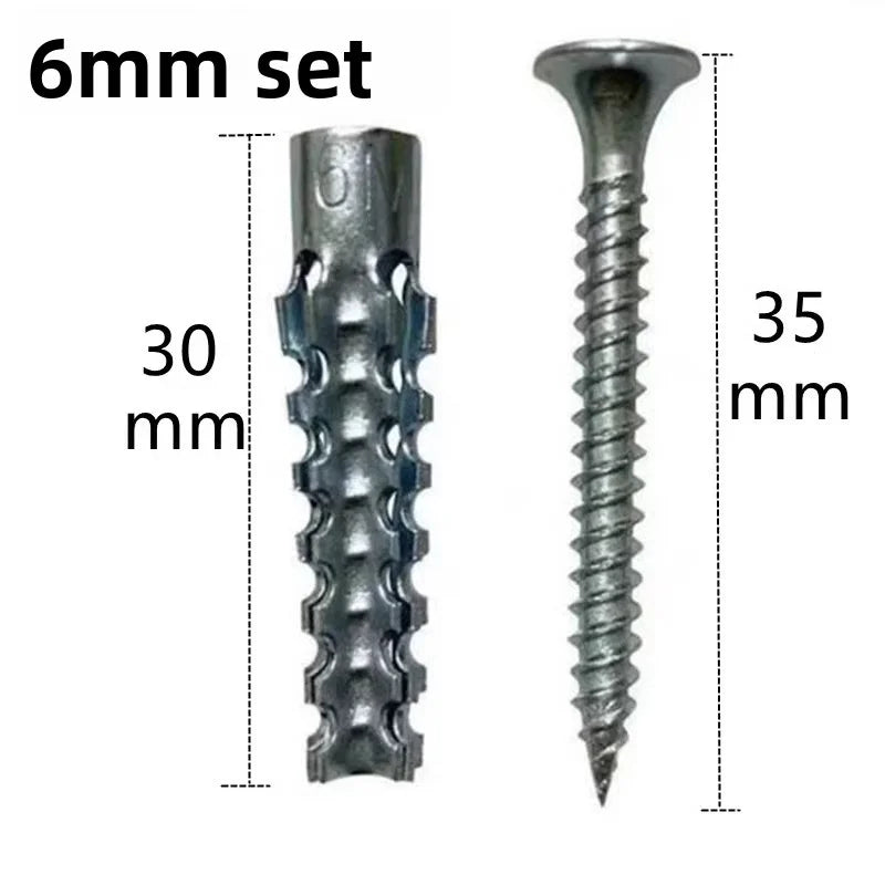 50/100Sets Metal Expansion Tube Self Tapping Screws Sets Drilling Plug Screw for Concrete Wall Anchors Fasteners Bolts Kits