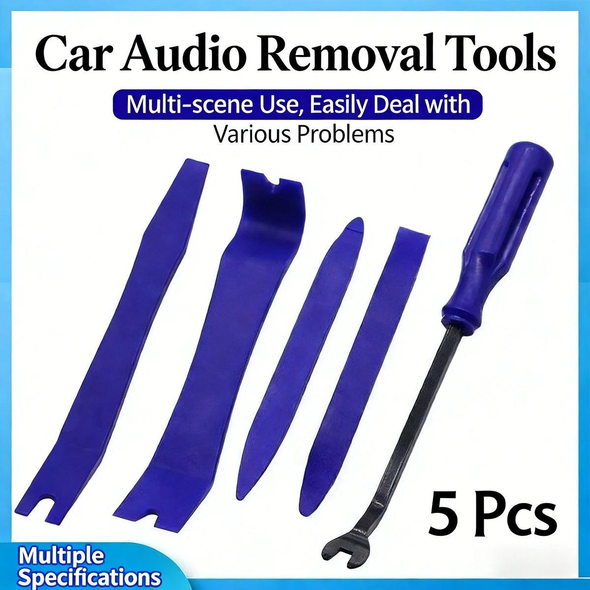 Professional Car Interior Refit Tool Set - Plastic Pry Bars, Fastener Remover & Screwdriver for Audio/Door Panel/Navigation
