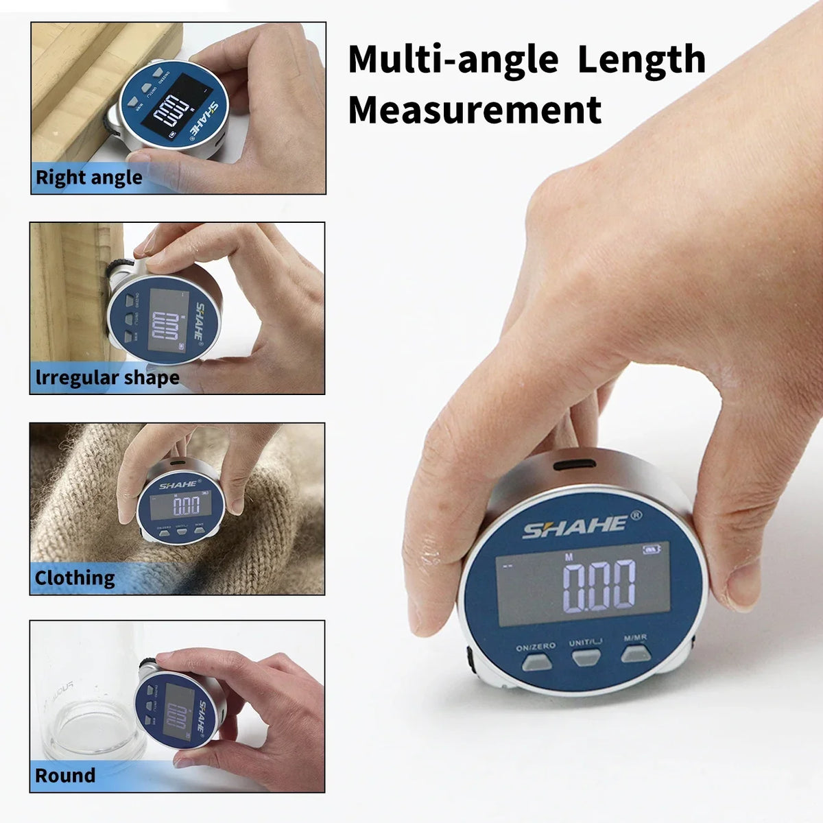 SHAHE Electronic Tape Measure With LCD Display Digital Ruler Type-C Rechargeable Length Measuring Tool For Flat Curved