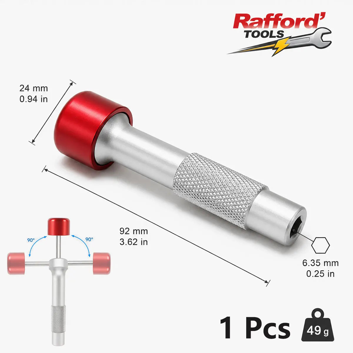 Rafford Screwdriver Bit Driver Pocket EDC 90° Pivot Retractable Lever for Extra Torque Interchangeable 1/4" Hex Bit Repair Tool
