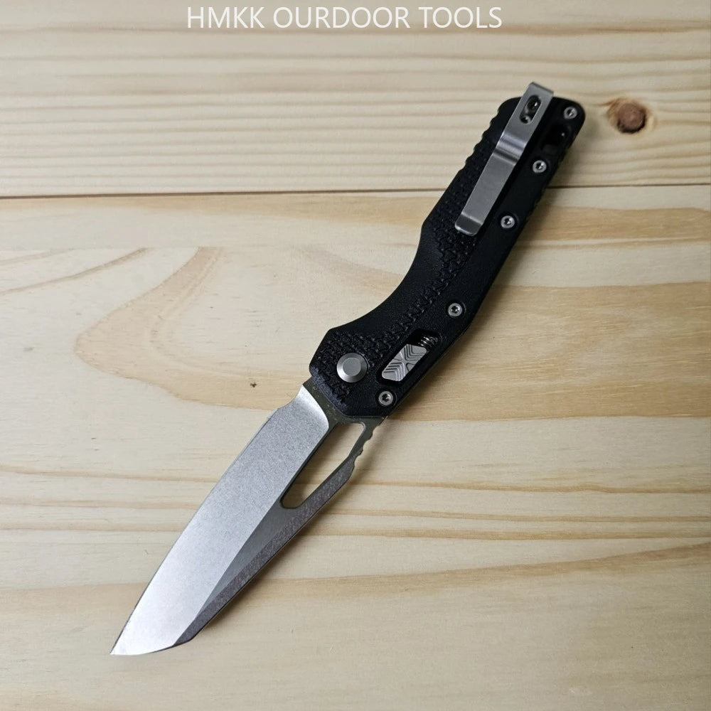 Folding Black Knife 8Cr13Mov Folding Pocket Knife, Ergonomic Nylon Fiber Handle EDC Tool for Outdoor Camping, Hiking Knife