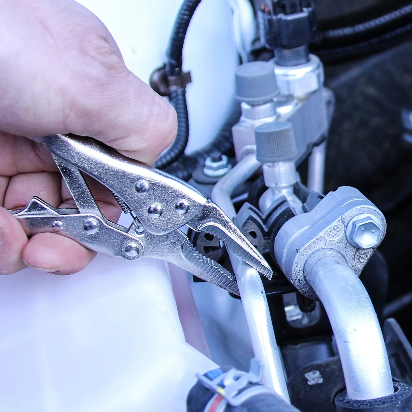 2Pcs/set Mini Vice Grip Style Locking Pliers 5' Long Nose and 4' Curve Jaw Labor-saving Clamp Welding Clamp Home Hand Tools