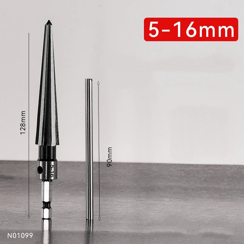 3-13/5-16 mm T Handle Taper Reamer Set,6 Fluted Chamfer Reaming Guitar Bridge Pin Hole Handle Tapered Reamers Woodworker Tool