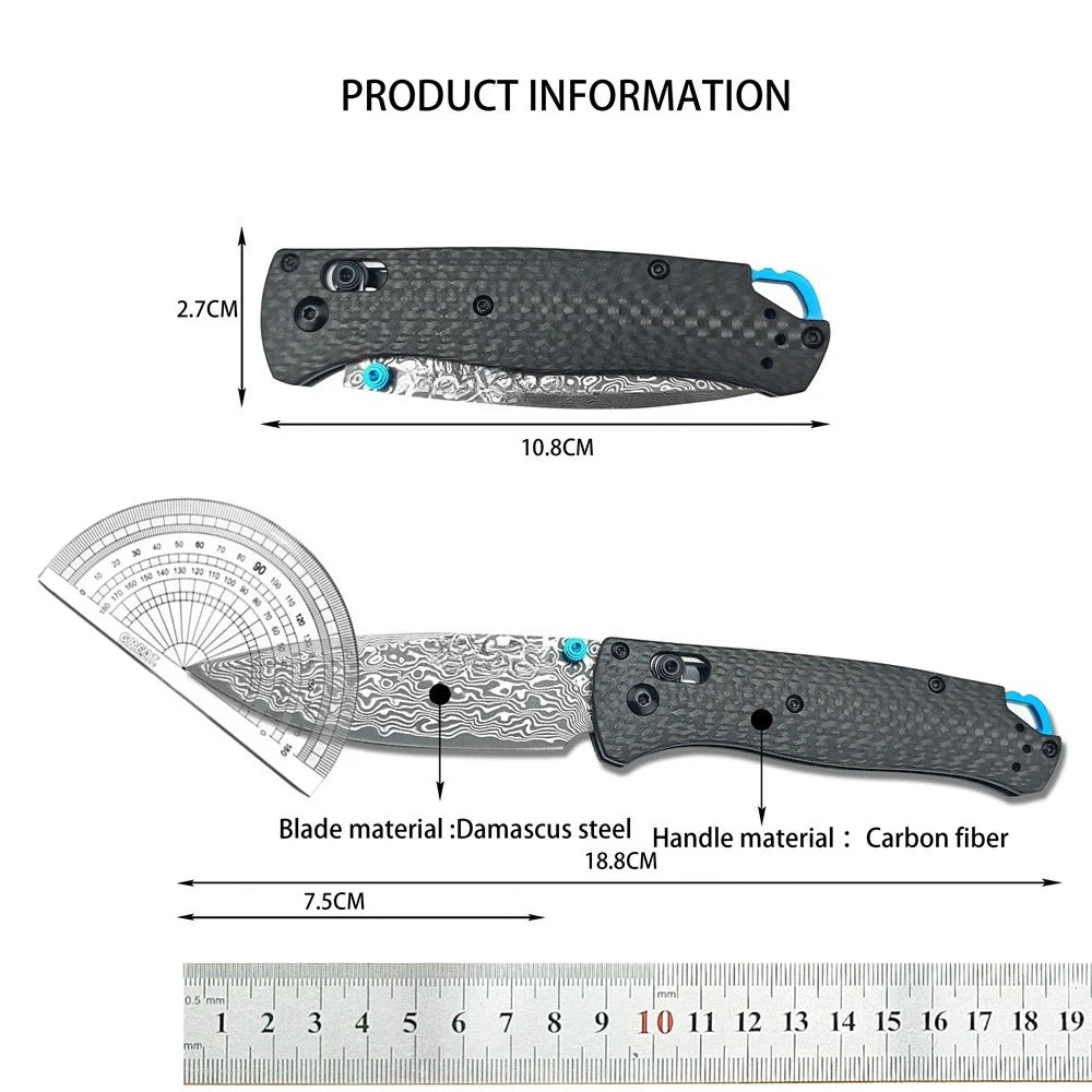Lightweight High-performance Folding Knife Damascus Steel Blade + Carbon Fiber Non-slip Handle EDC Rock Climbing Camping Tool