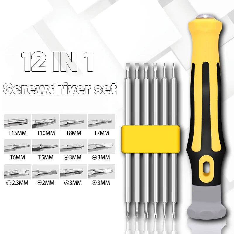 Multifunctional Screwdriver Set (6 Bits And 1 Screwdriver Handle), Precision Dual-Purpose Screwdriver Set, 12 Kinds Of Screwdriv