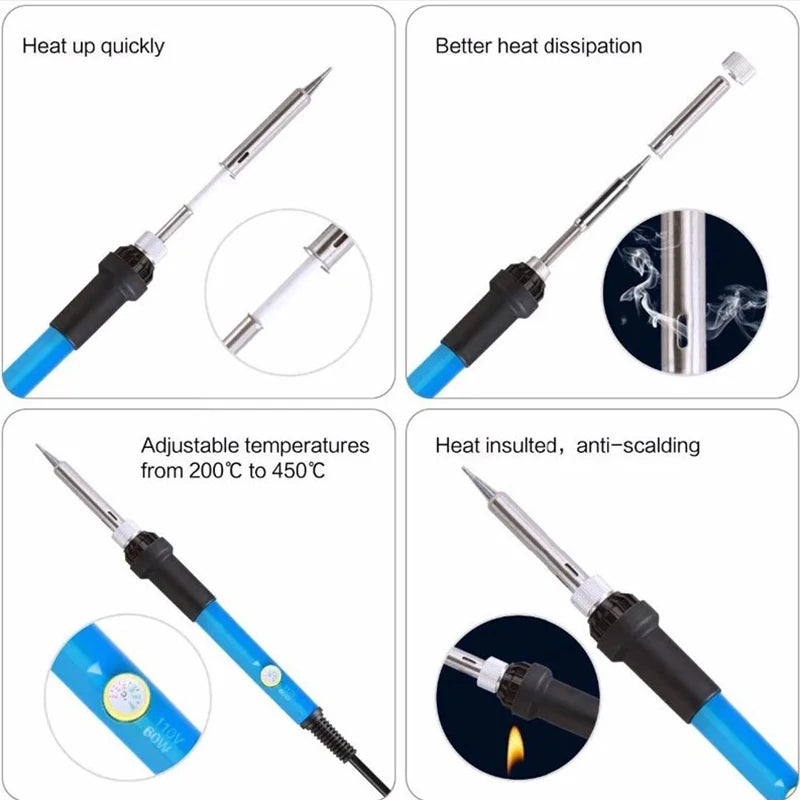 60W Adjustable Temperature Electric Soldering Iron EU 220V / ☆US Plug is110V☆ Welding Iron DIY for Repairing