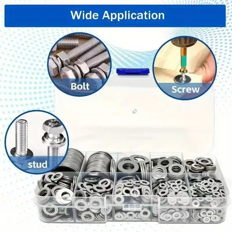 900 - Piece 304 Stainless Steel Washer Set, Made of Durable Material, Polished and Electroplated, Won't Damage the Surface of Fa