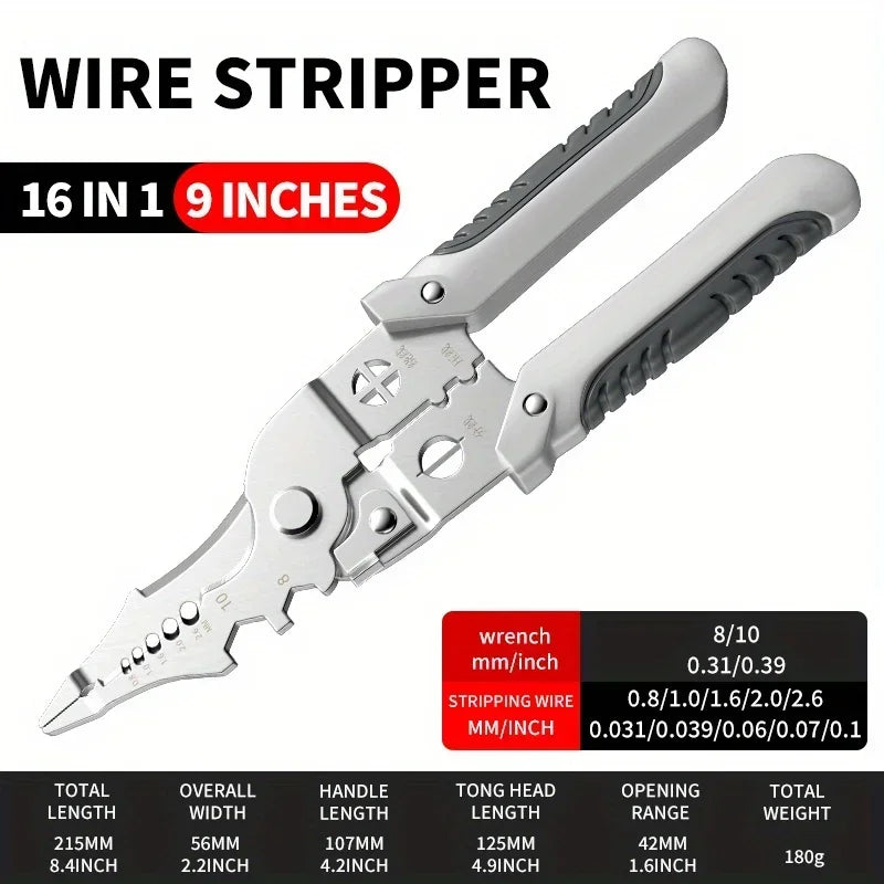 Multifunctional Wire Stripper, Electrician Crimping & Cutting Pliers, Universal Hardware Tool