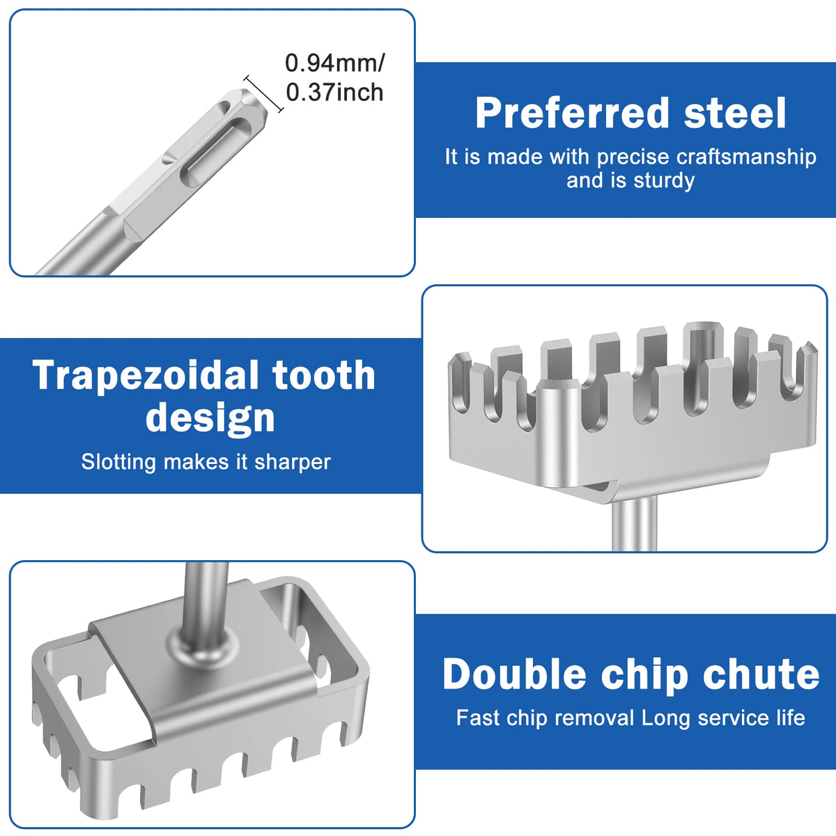 Square Hole Opener for SDS Plus Rotary Hammer Fast Wall Square Hole Puncher for Electrical Box Wall Slotting Installation Socket