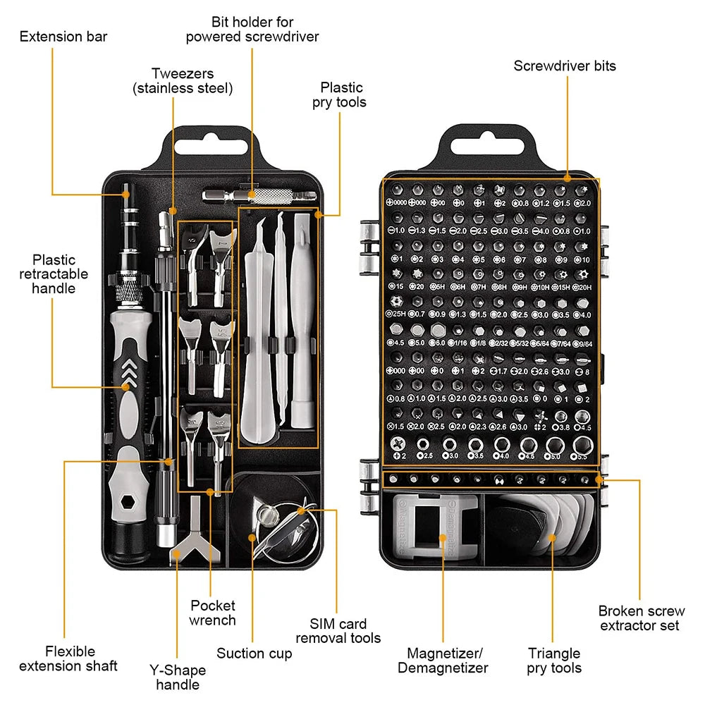 25/115/135/140 in1 Screwdriver Set Magnetic Torx Phillips Screw Bit Kit With Electrical Remover Wrench Repair Phone PC Tools