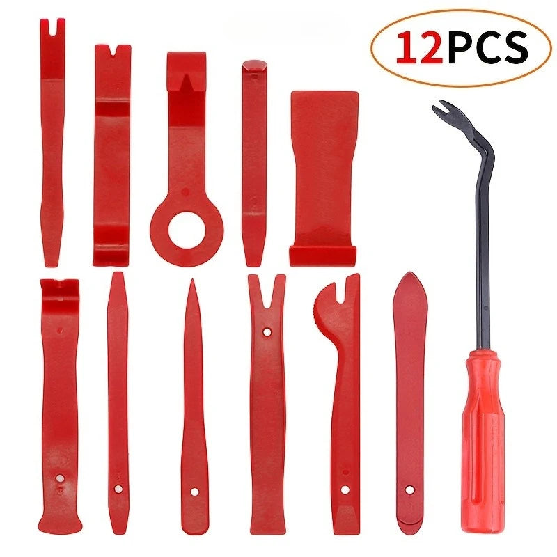 12pcs Auto Door Clip Panel Trim Removal Tools Kits Navigation Blades Disassembly Plastic Car Interior Conversion Repairing Tool