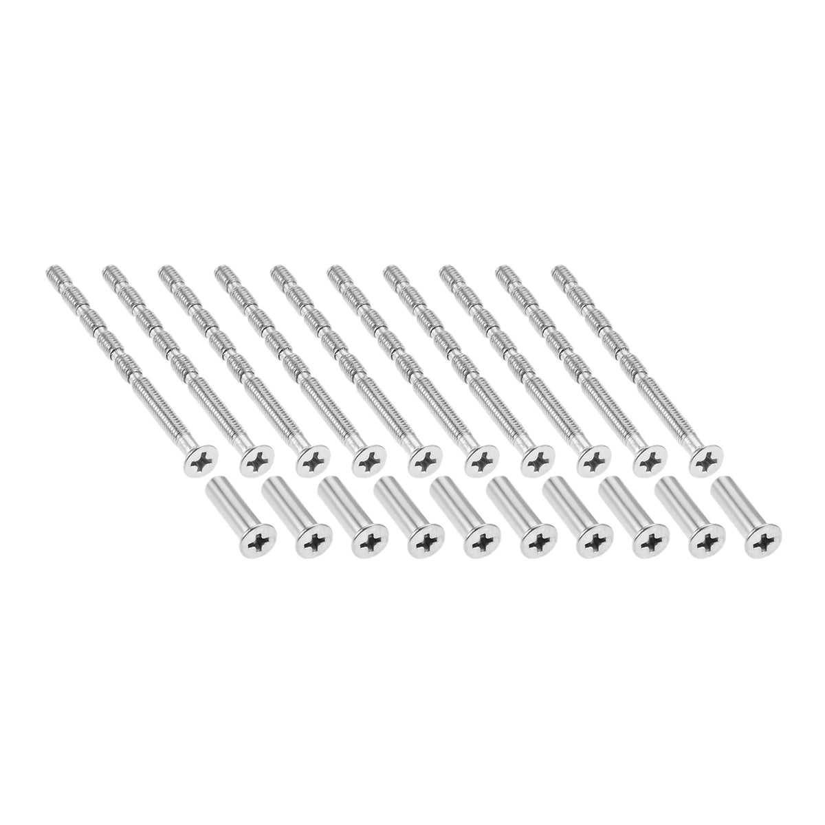 10 Set 4mm Stainless Steel Door Handle Hardware Lever Handle Screws Connecting Bolt & Sleeve Flat Countersunk Head Fixing Screw