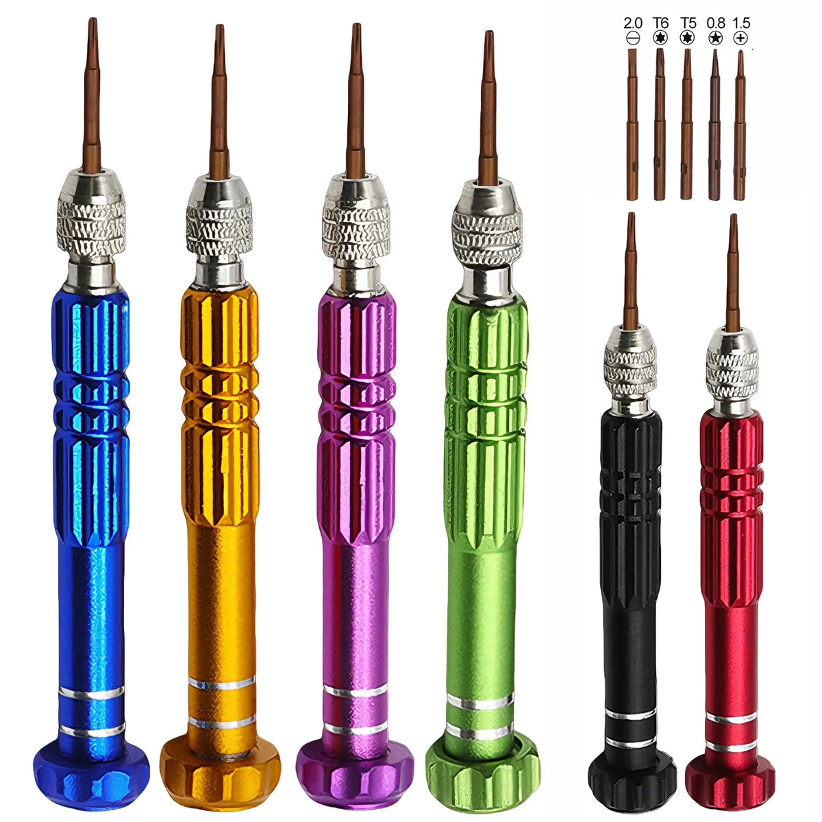 5-in-1 Precision Screwdriver Set SL2.0/PH1.5/T5/T6/P0.8 S2 Screw Driver Bit for Phone PC Eyeglass Jewelry Watch Repair Hand Tool
