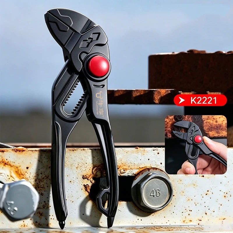 4 Inch Mini Groove Joint Pliers with Push Lock V Jaw Fast Adjustable for Tight Spaces Multi Surface Grip