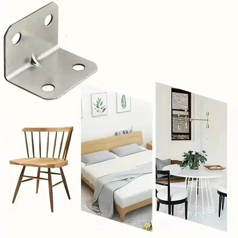 20pcs Stainless Steel L-Shaped Corner Code 90 Degree Laminated Furniture Plate Hardware Right Angle Bracket Cabinets Small