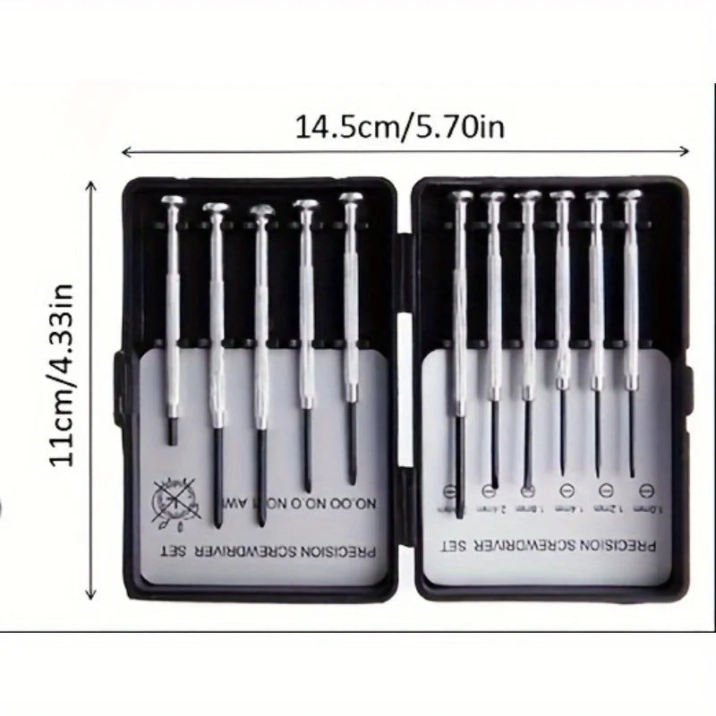 11pcs Professional Screwdriver Set For Watch Eyeglass Mobile Phone Repair With Storage Case