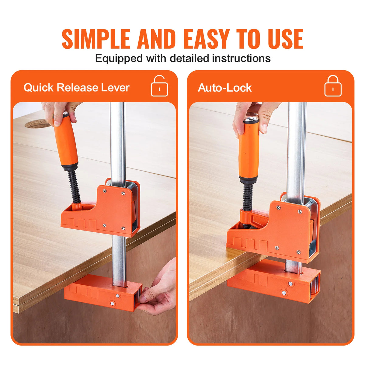 SucceBuy Bar Clamps 2Pcs 50" Parallel Clamp Set F Clamp w/ 1100lbs Load Limit High-strength Plastic and Carbon Steel Wood clamp