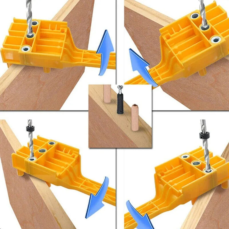 Woodworking Dowel Handheld Drill Guide and Hole Saw Tool 6/8/10mm Drill Bit For Carpentry Straight Hole Locator Clamp