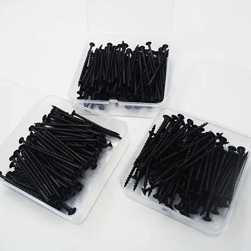 50pcs Black High-strength M3.5 Coarse Thread Screws with Countersunk Head Self-Tapping for Drywall Gypsum Board