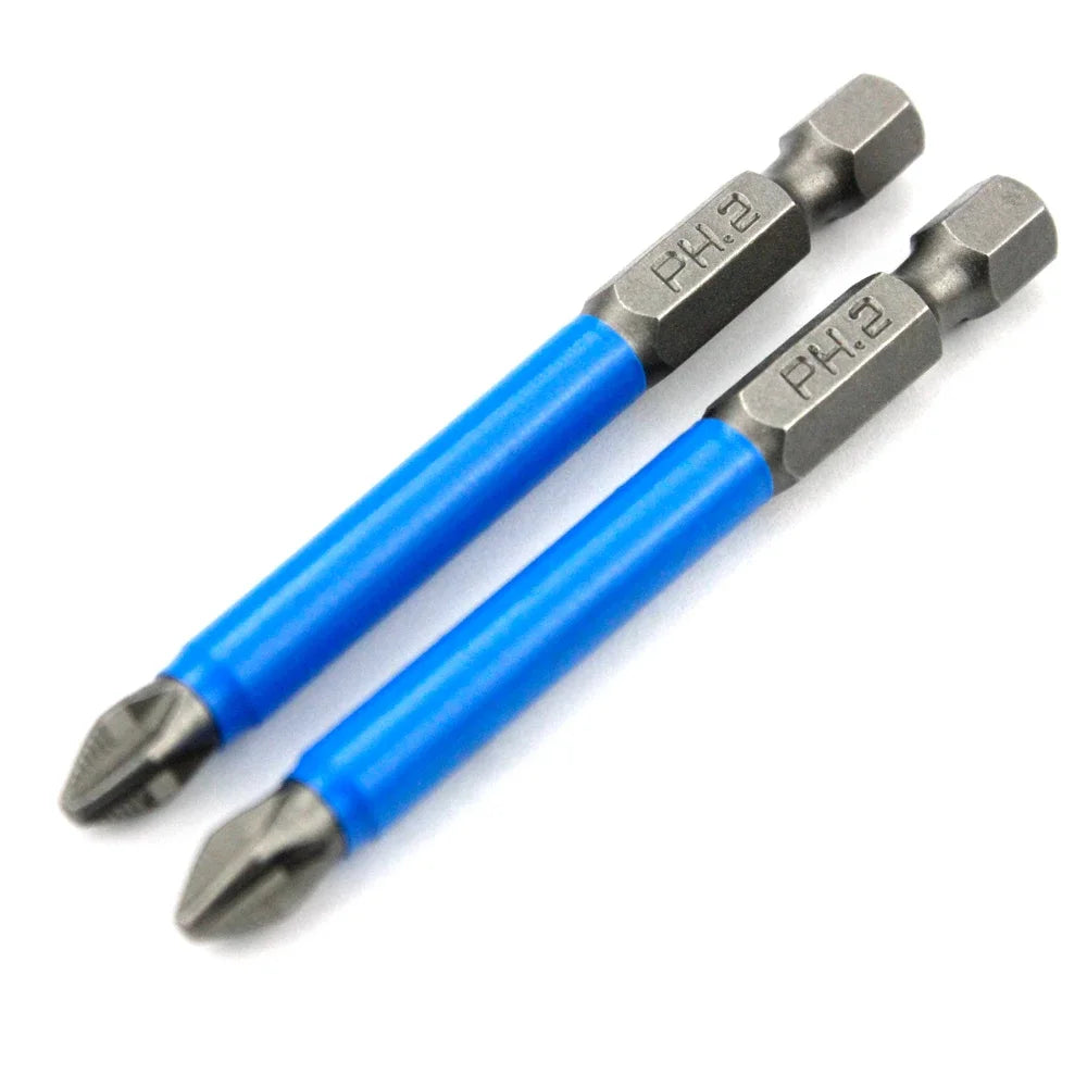 7pcs 1/4" Hex Shank Fits Magnetic PH2 Long Reach Electric ARC Screwdriver Bits Exactness Single Phillips Cross Head Tool