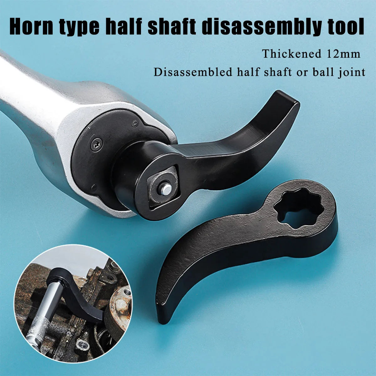 Angle Type Half Axle Disassembly Tool,Drive Pry Bar Adapter Used for Open-end Wrenches,Disassembling Axles Repair Tool
