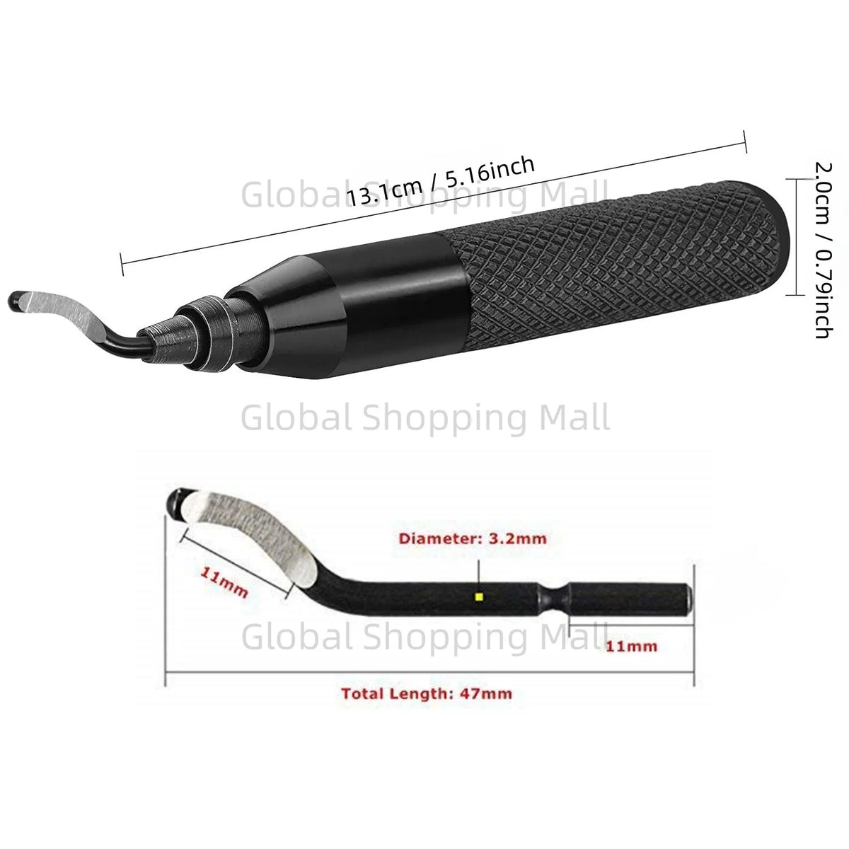 RB3000 Handle Burr Metal Deburring Tool With 10pcs BS1010 Trimming Blades Deburr Burr Scraper For Wood Plastic Reamer Tool