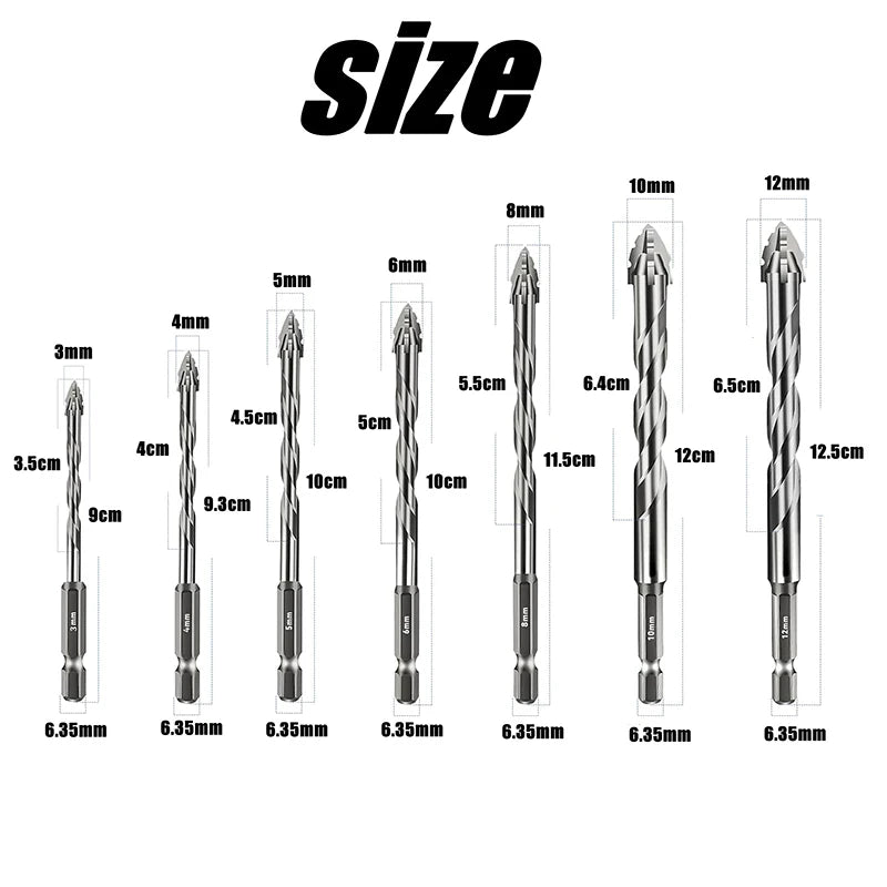 1/7pcs Tungsten Steel Serrated Drill Bit Set for Ceramic Plastic Tile Glass Concrete Durable Cutting Tools for Home Improvement