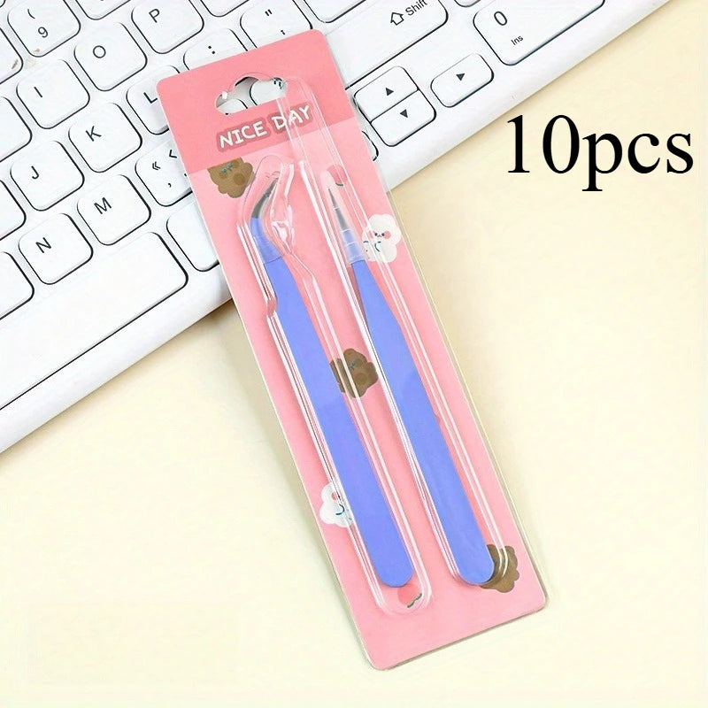 6pcs Tweezers Set - Angle and Straight Hand Tools for DIY Scrapbooking, Jewelry Making, Beading Work - Scrapbooking Supplies