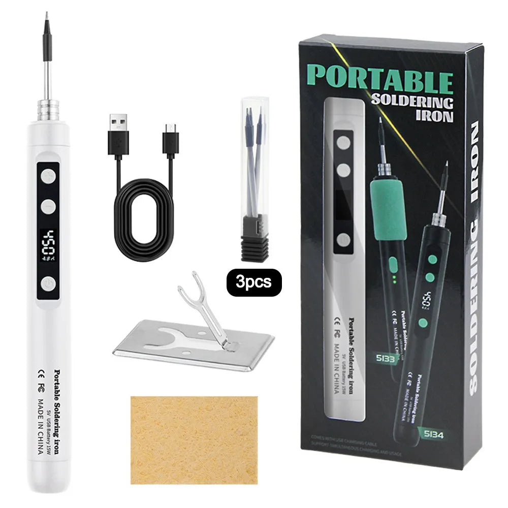 5V/15W Digital Display Soldering Iron Welding Repair Tool Cordless USB Soldering Iron Adjustable Temperature Speed Heating