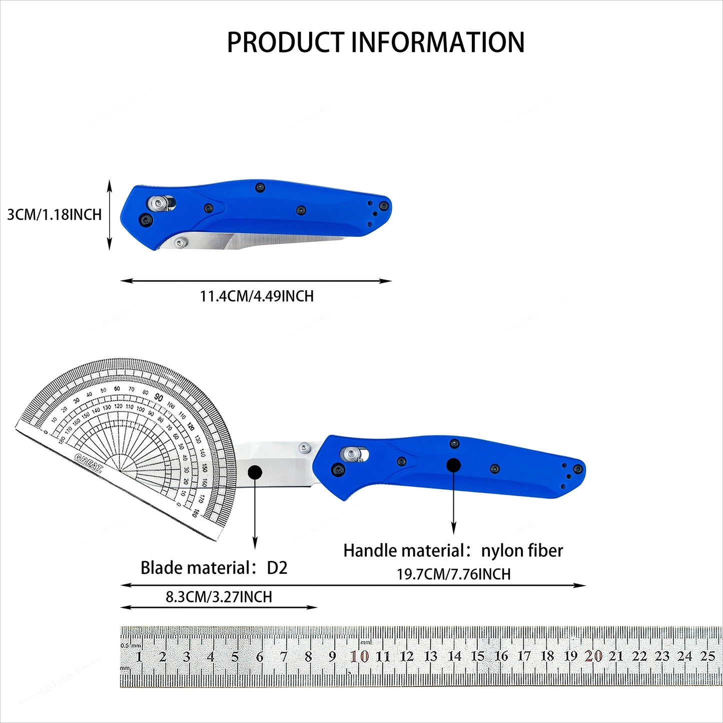 BM 940 Black Folding Knife with D2 Blade, Nylon Fiber Handle. Essential for Outdoor Camping. Compact Design, Precise and Durable. Ideal Gift for Men.