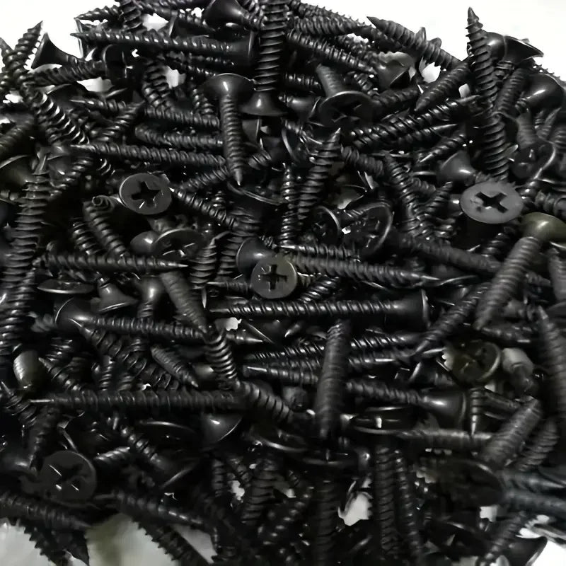 50Pcs M3.5 Black Cross Flat Head Sheet Metal Screws Drill Wood Carbon Steel Screws Suitable For Wood Furniture Maintenance