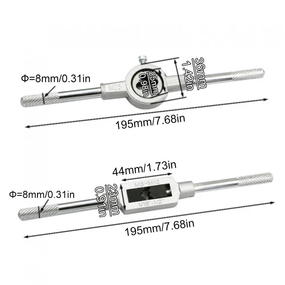 TINSOL Tap and Die Set Multifunction 12/20PcsM3-M12Metric Screw Thread Plugs Hand Screw Taps Straight Taper Tapping Thread Tools