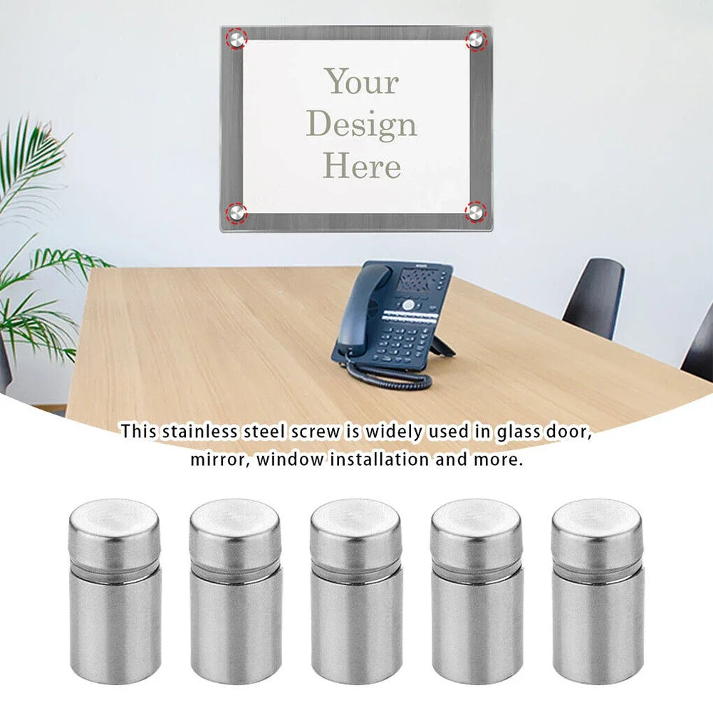 20Pc Glass Display Stand Mounting Bolt 25mm Stainless Standoffs Sign Advertisement Fixings Advertising Nail Hardware Accessories